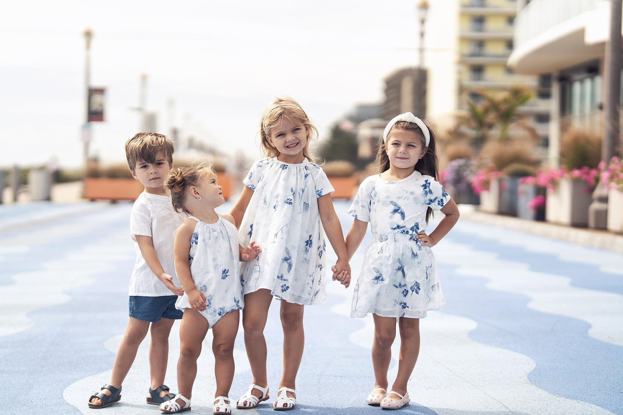 Blue Floral Halter Jumper for Girls
