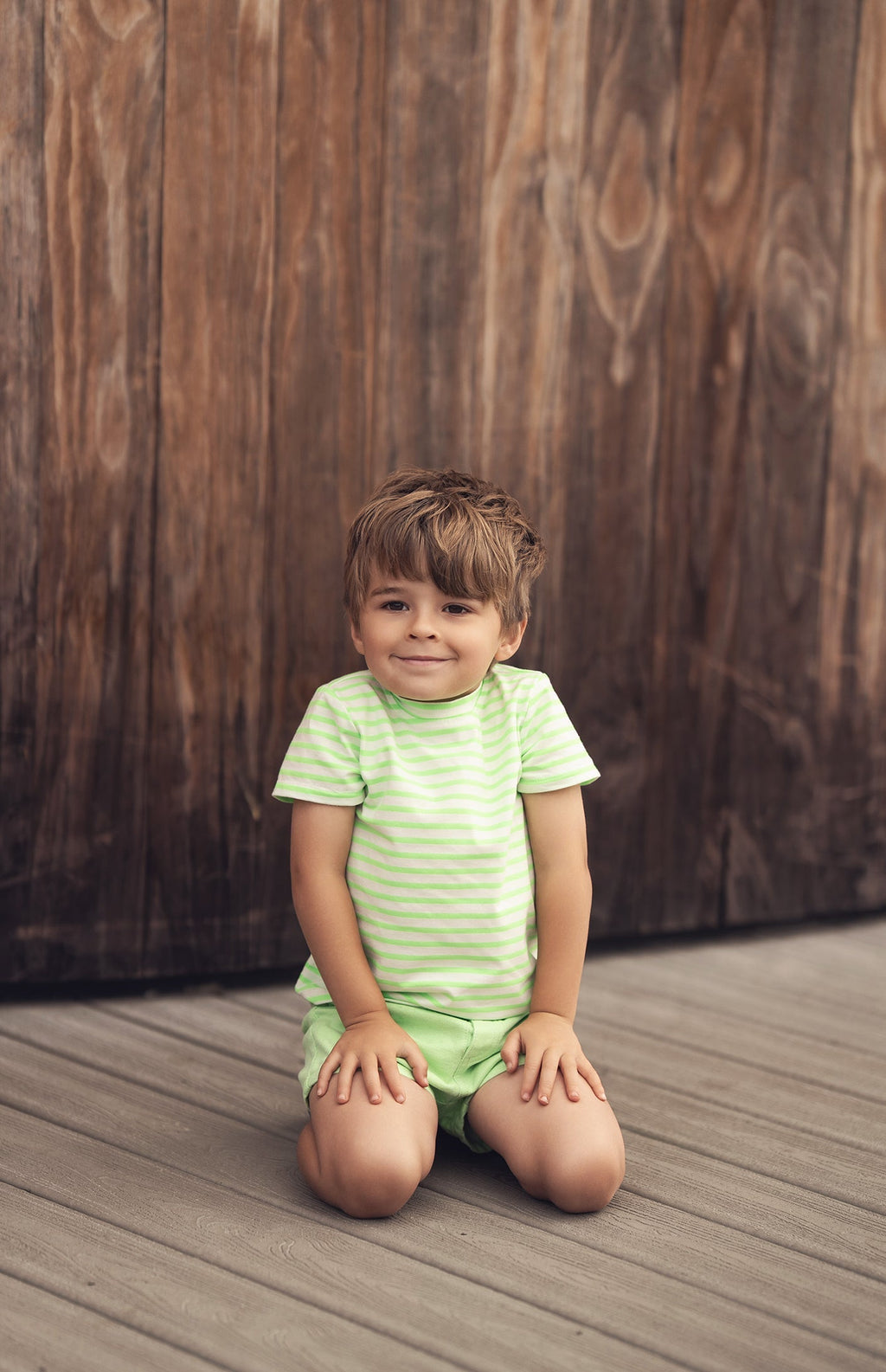 Neon Green Striped Boxy T-Shirt - Short Sleeve