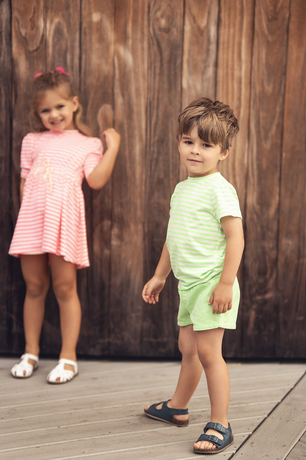 Neon Green Striped Boxy T-Shirt - Short Sleeve