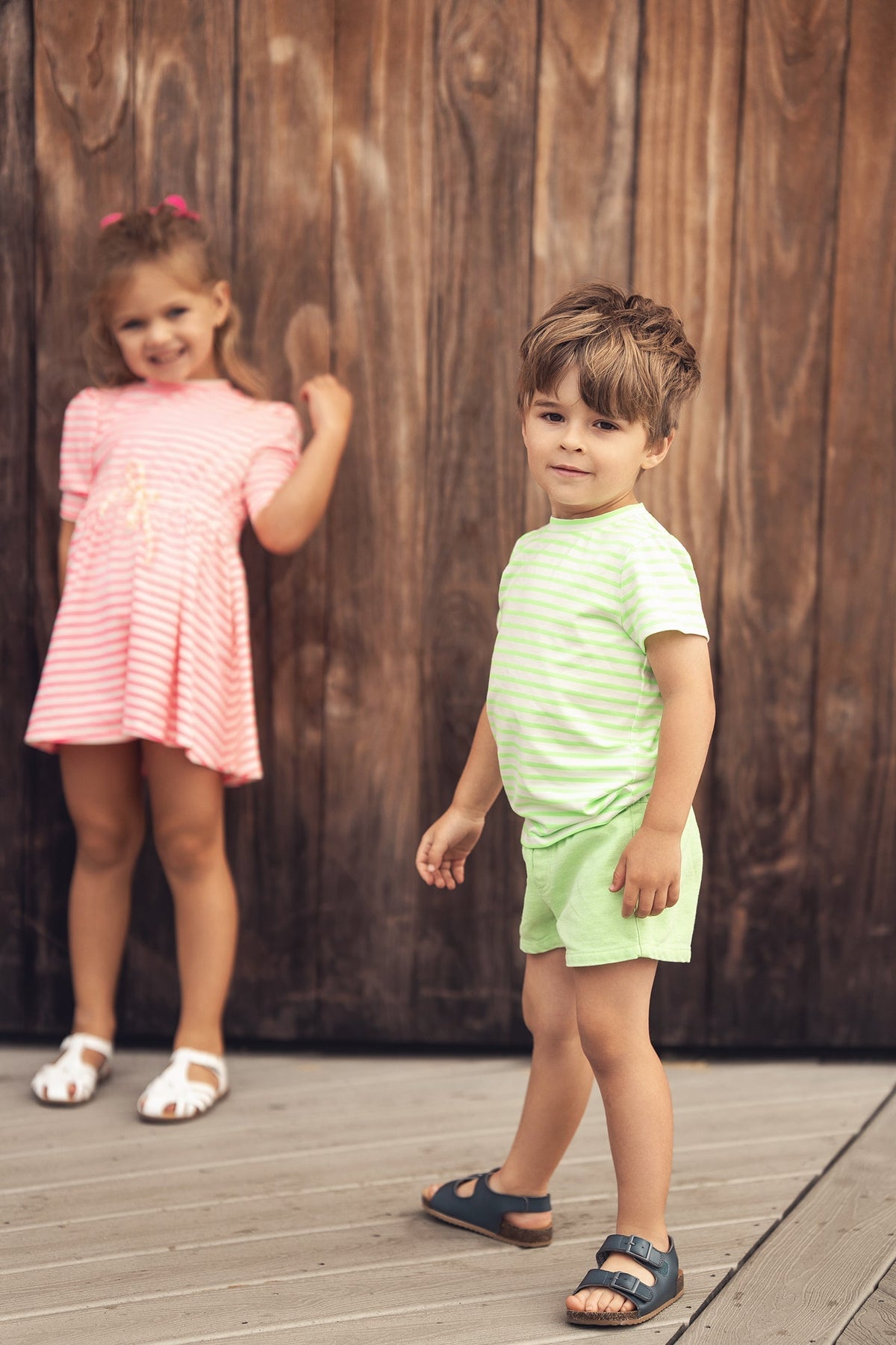 Neon Green Striped Boxy T-Shirt - Short Sleeve