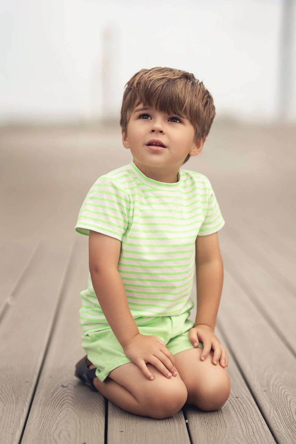 Neon Green Denim Shorts for Boys