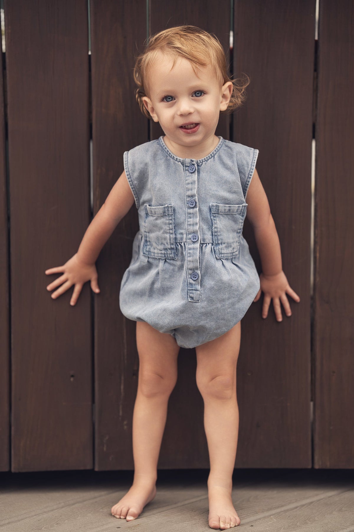 Blue Denim Romper for Baby Boys
