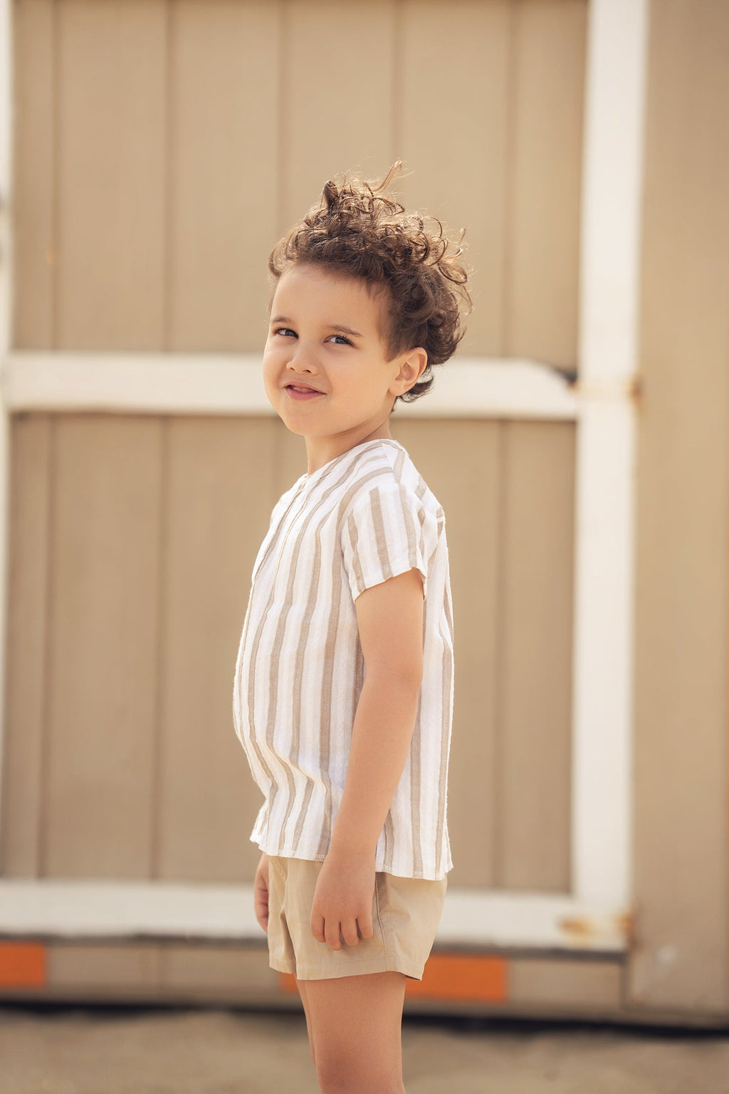 Tan Cotton Dressy Shorts for Boys