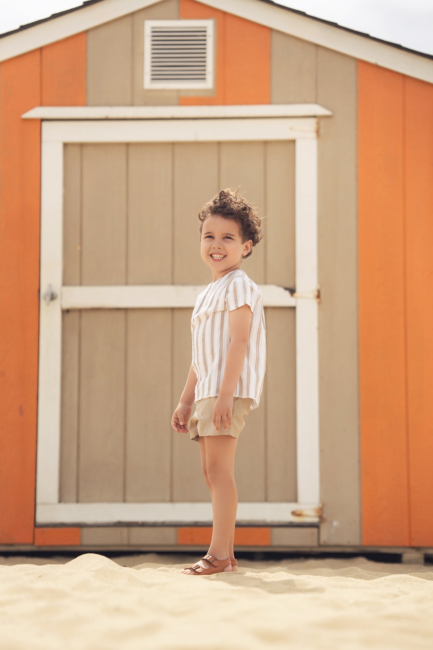 Tan Cotton Dressy Shorts for Boys
