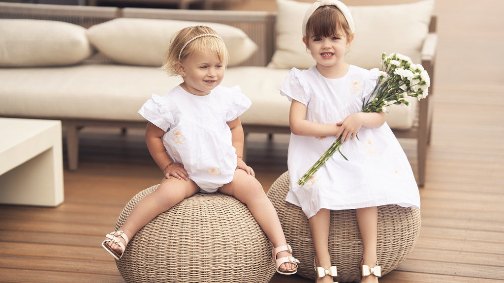 Embroidered Flower Dress - Short Sleeve