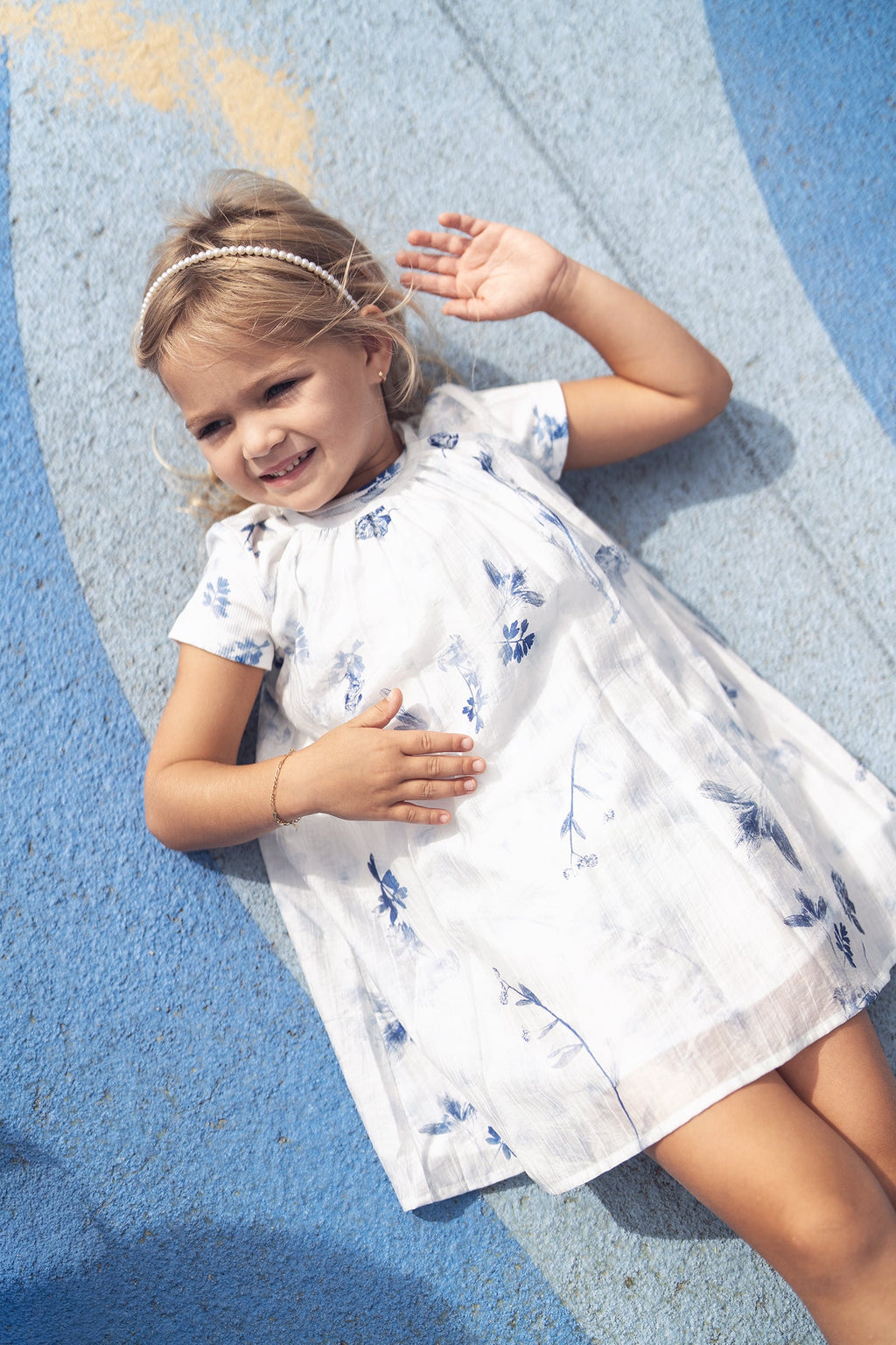 Blue Floral Halter Jumper for Girls