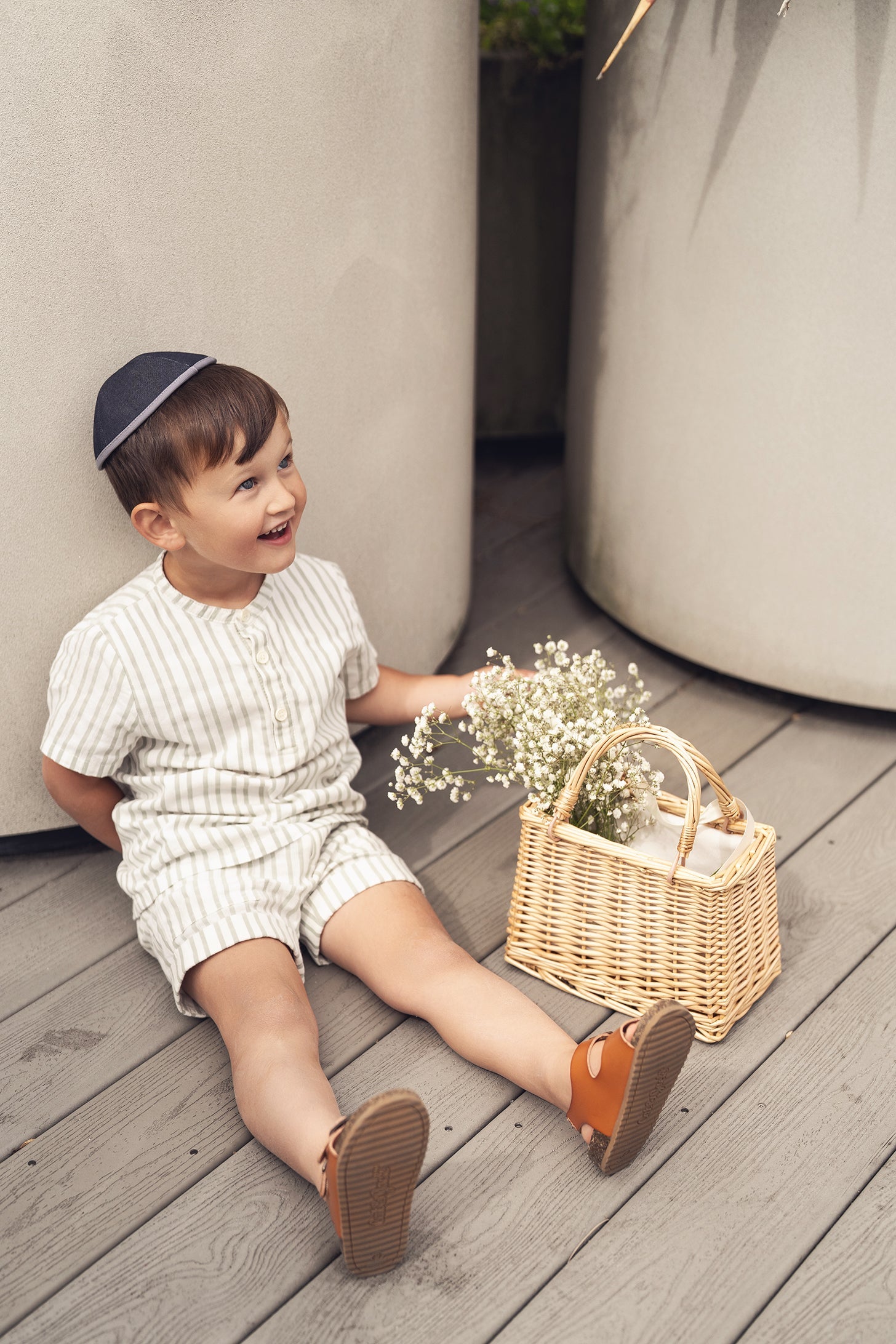 Green Striped Dressy Shorts for Boys