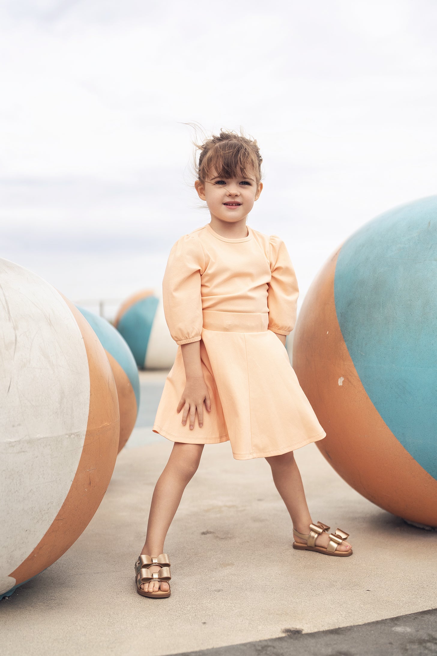 3/4 Puff Sleeve T-shirt - Peach