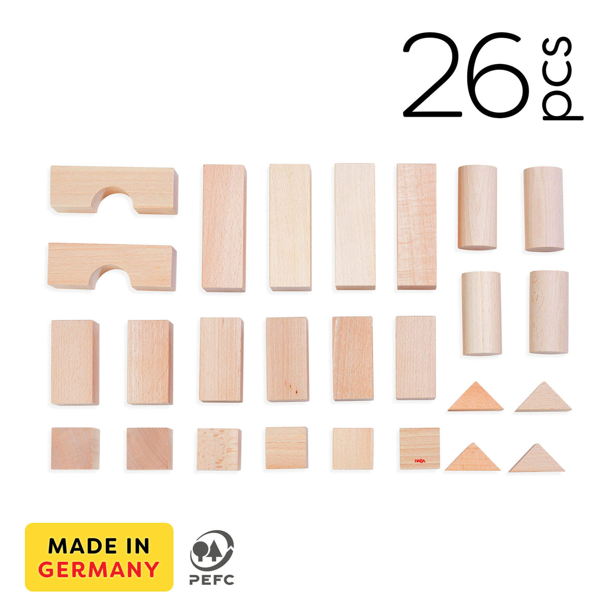 26-Piece Wooden Building Blocks Starter Set