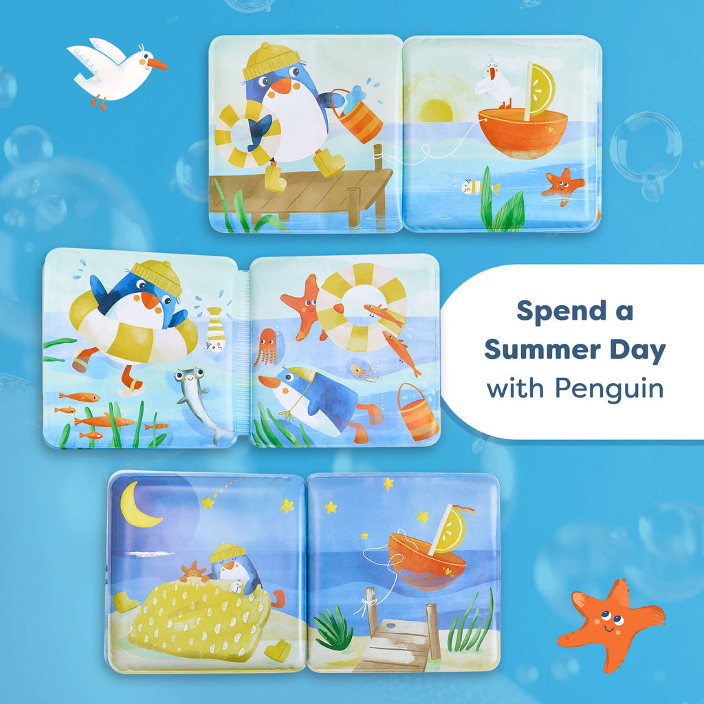 Penguin Bath Book with Squeaker for Babies
