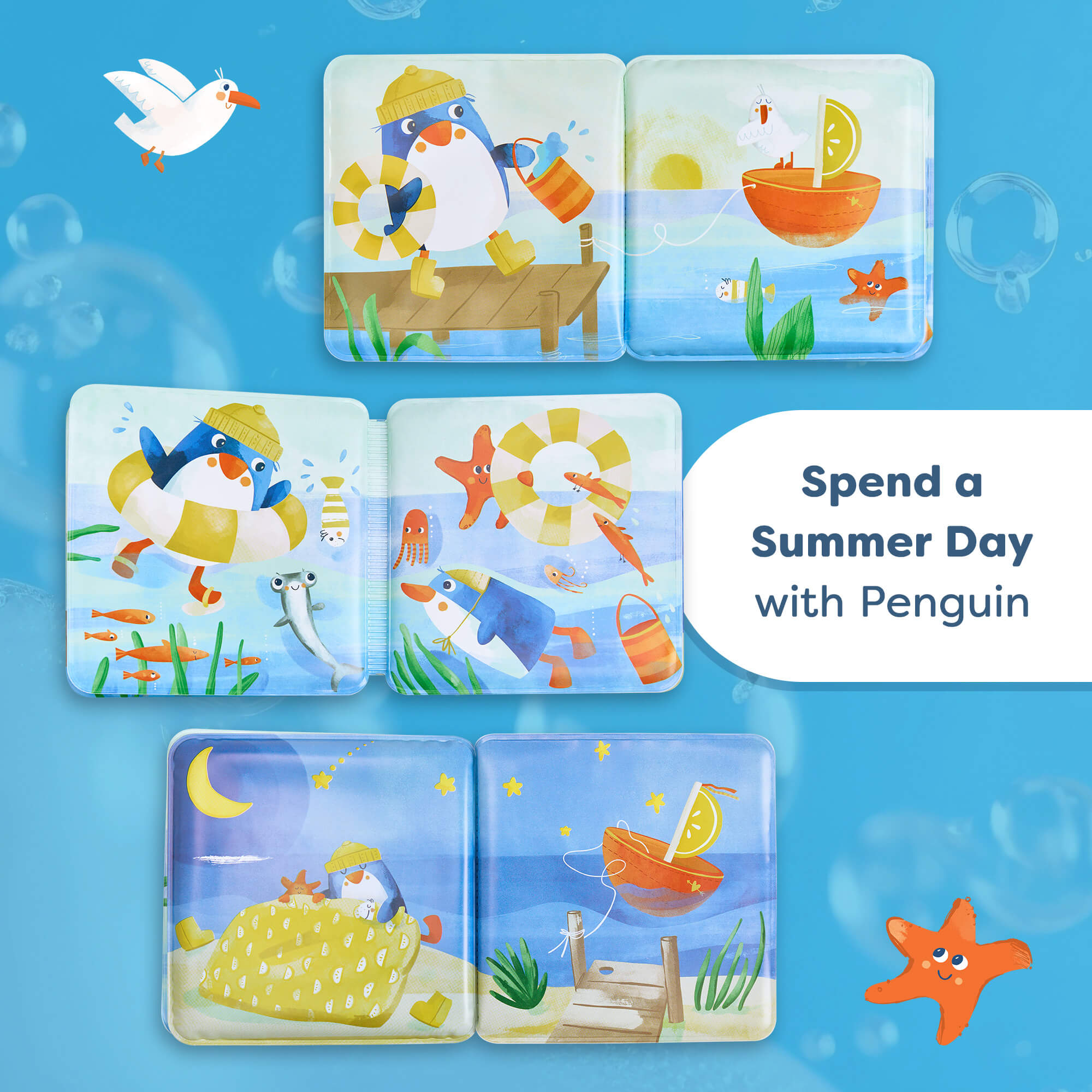 Penguin Bath Book with Squeaker for Babies