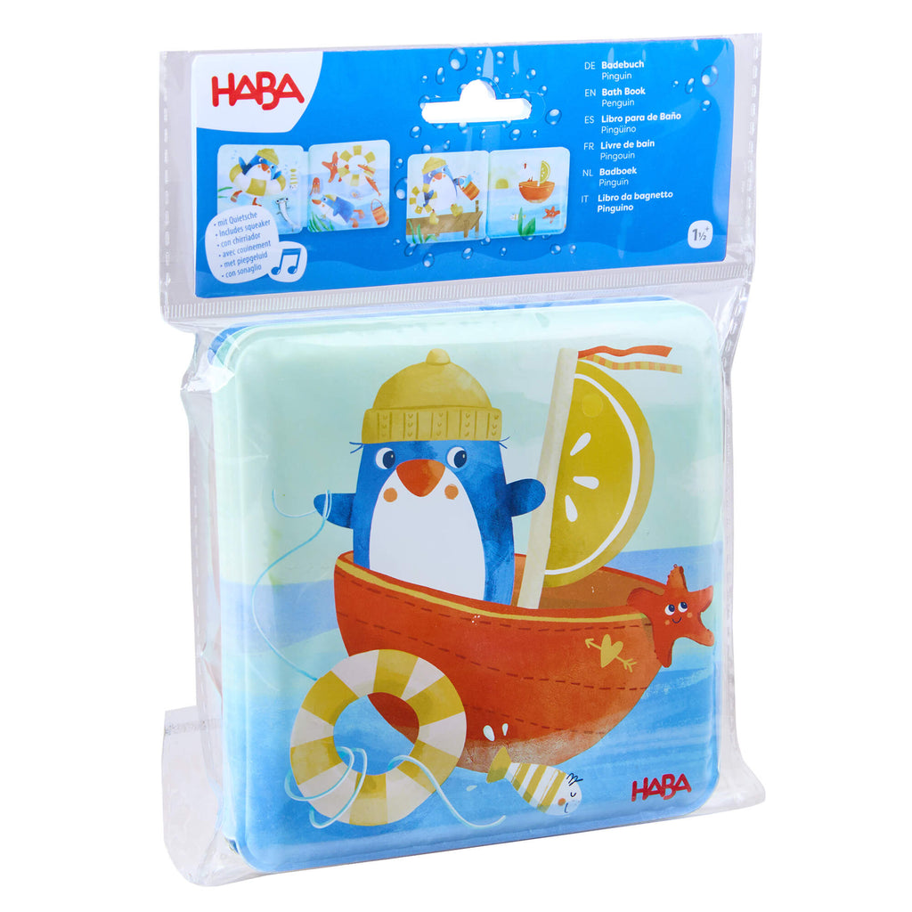 Penguin Bath Book with Squeaker for Babies