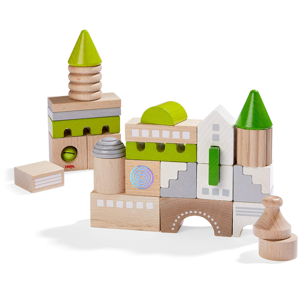 28-Piece Wooden Building Blocks Set