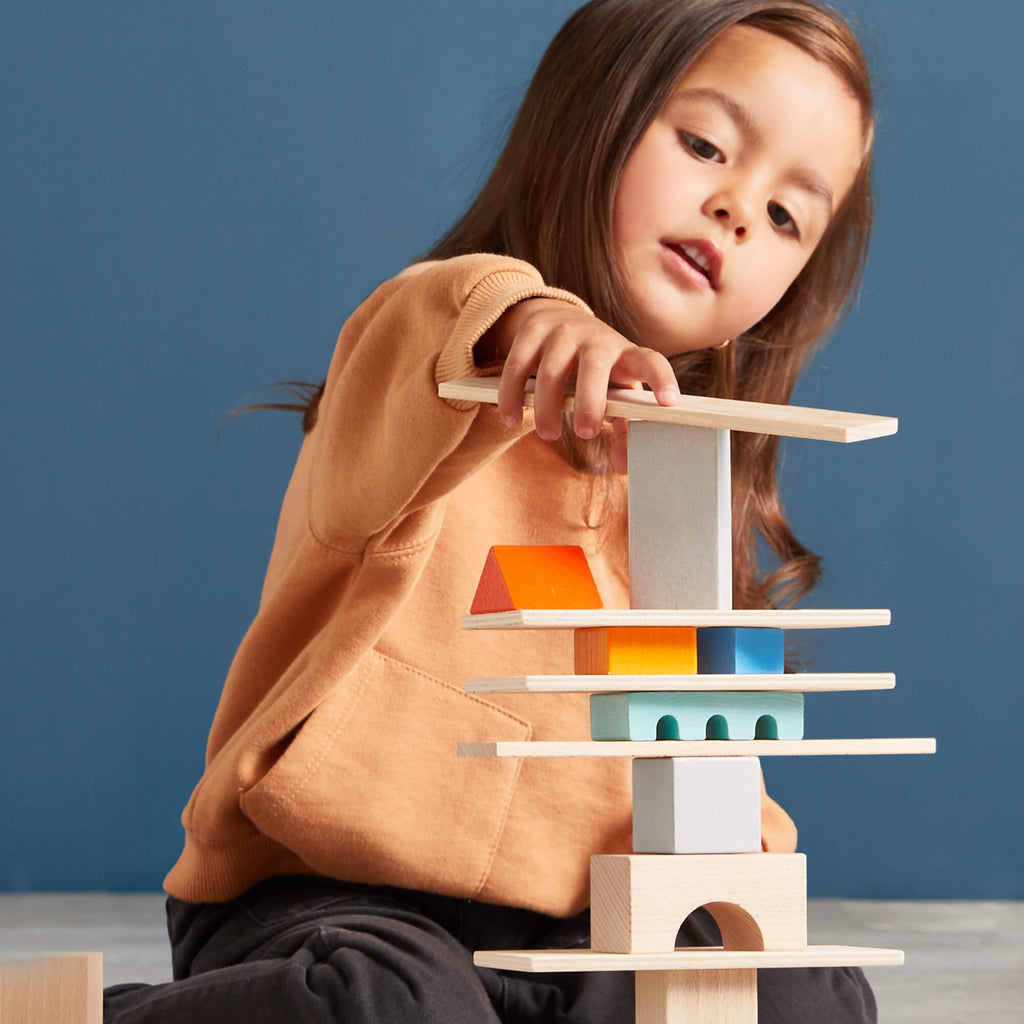 85-Piece Colored Wooden Building Blocks Set