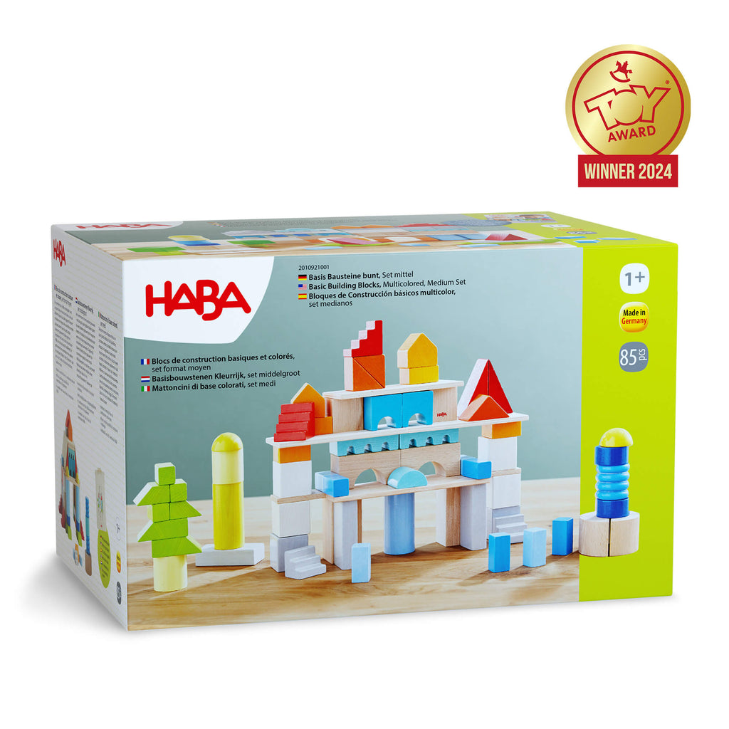 85-Piece Colored Wooden Building Blocks Set