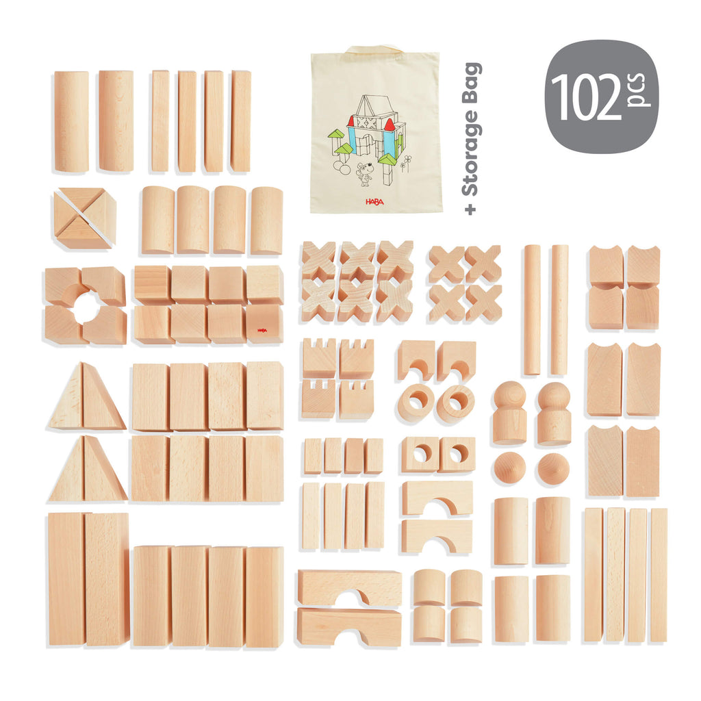 102-Piece Extra Large Wooden Building Blocks Set