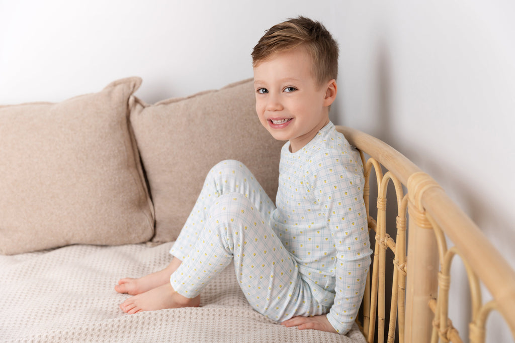 Lemon Plaid Pajama Set for Boys