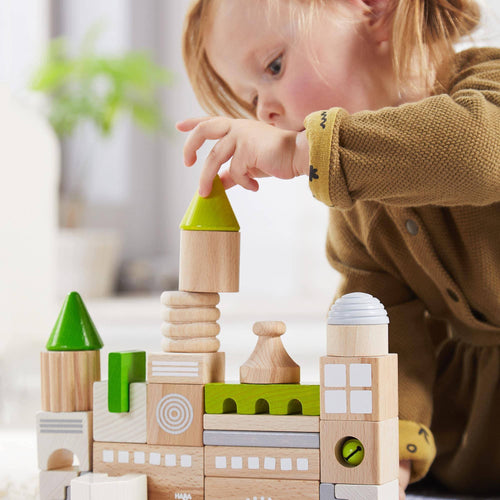 28-Piece Wooden Building Blocks Set