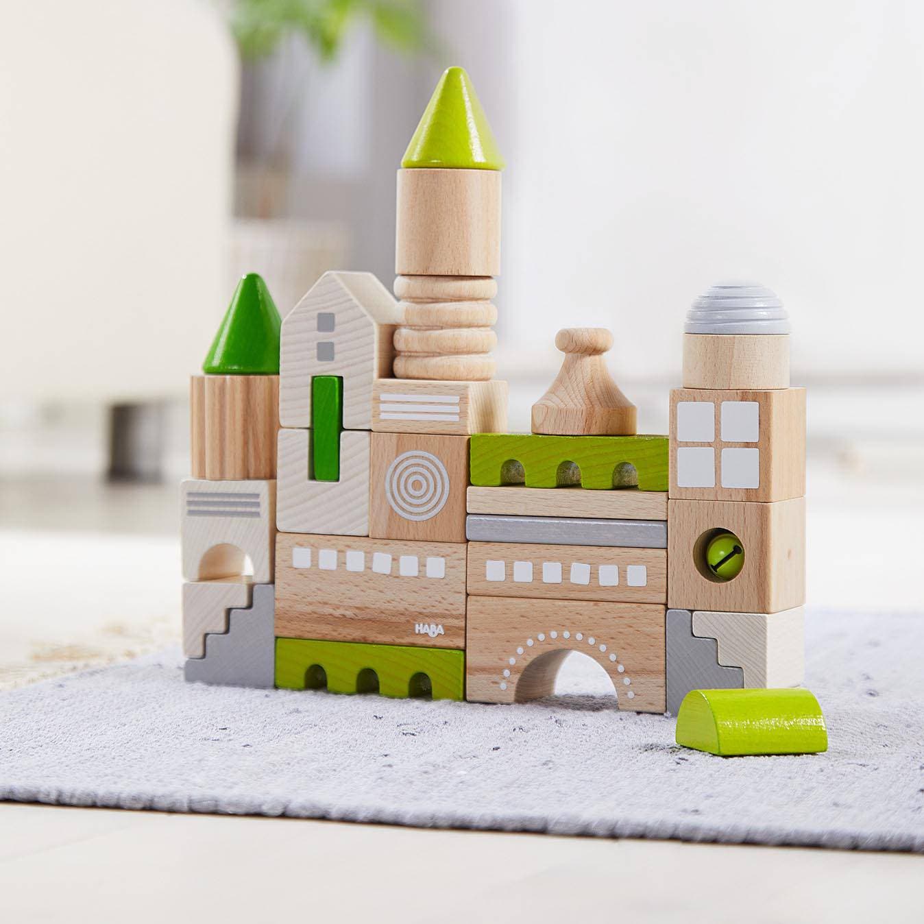28-Piece Wooden Building Blocks Set