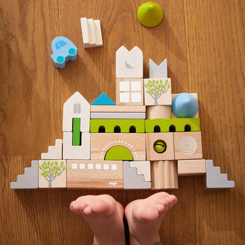 28-Piece Wooden Building Blocks Set