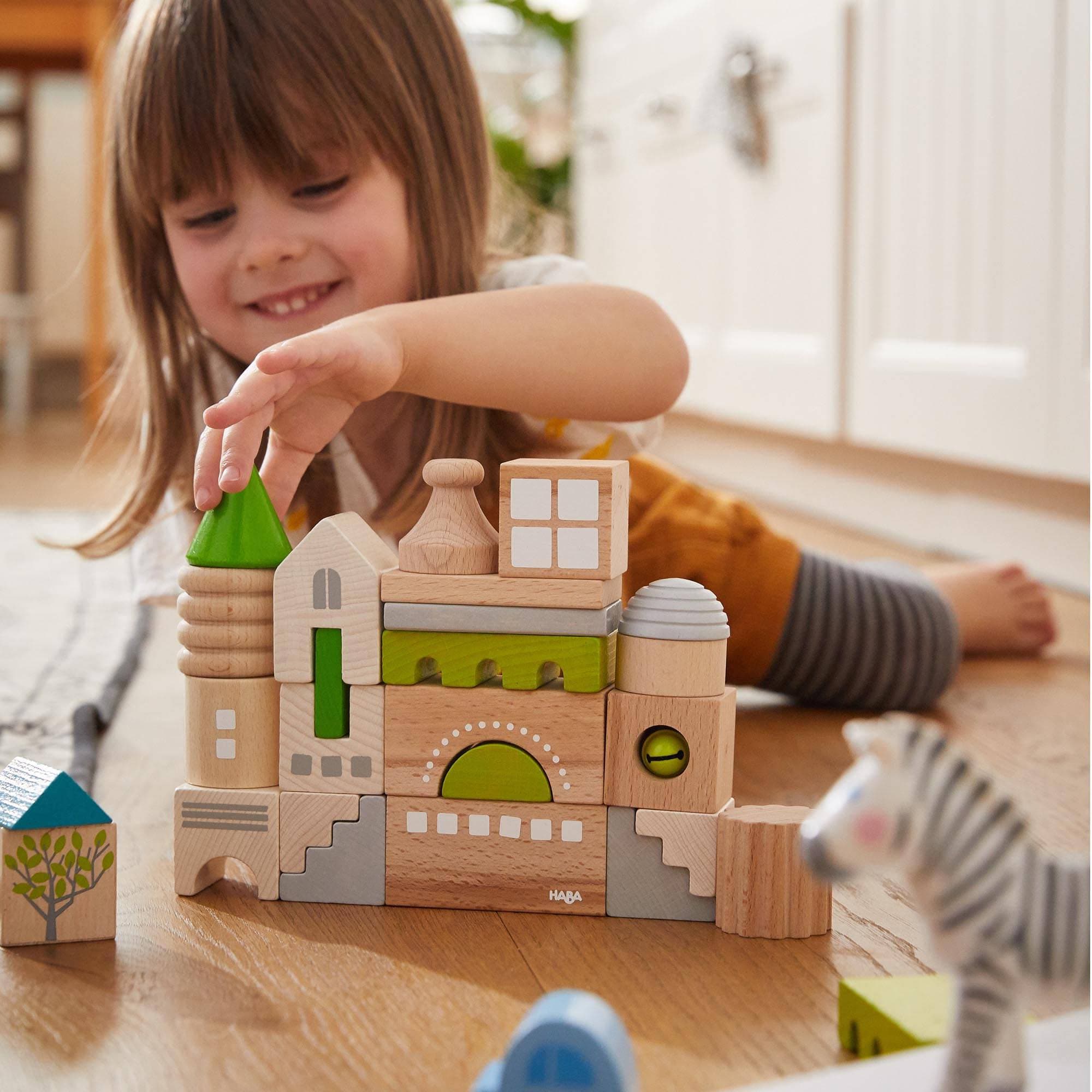 28-Piece Wooden Building Blocks Set