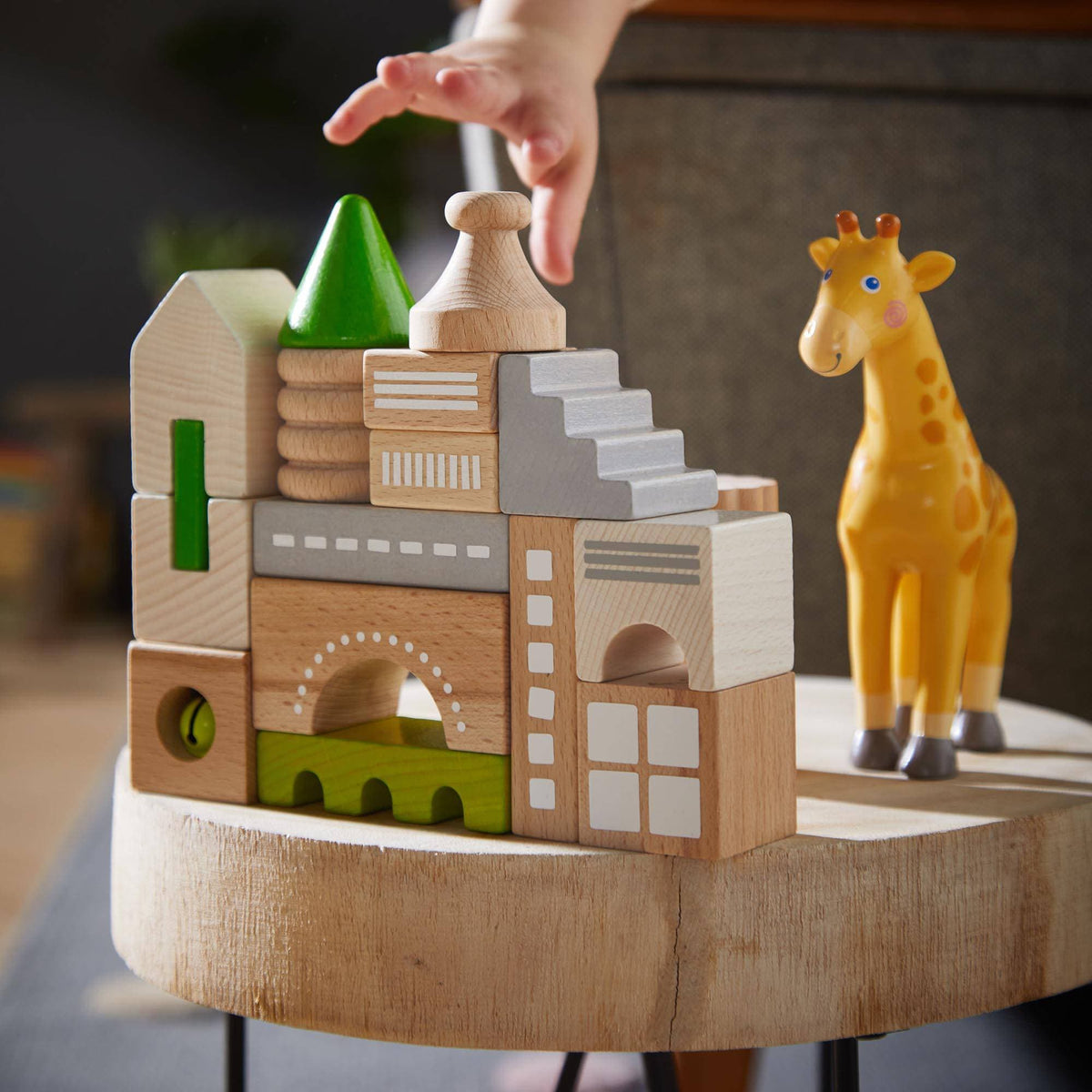 28-Piece Wooden Building Blocks Set