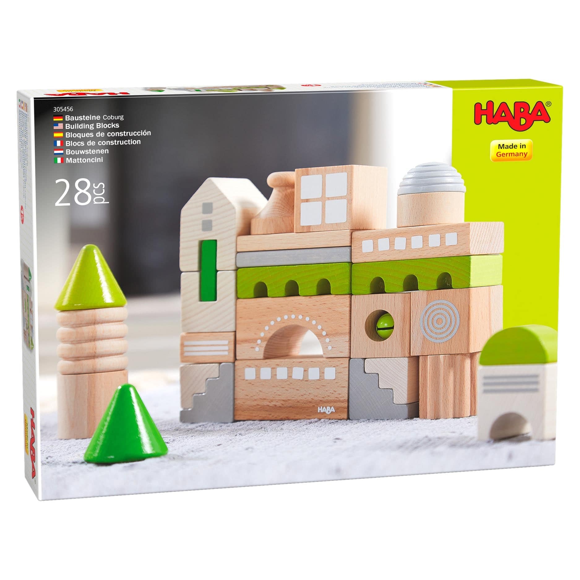 28-Piece Wooden Building Blocks Set