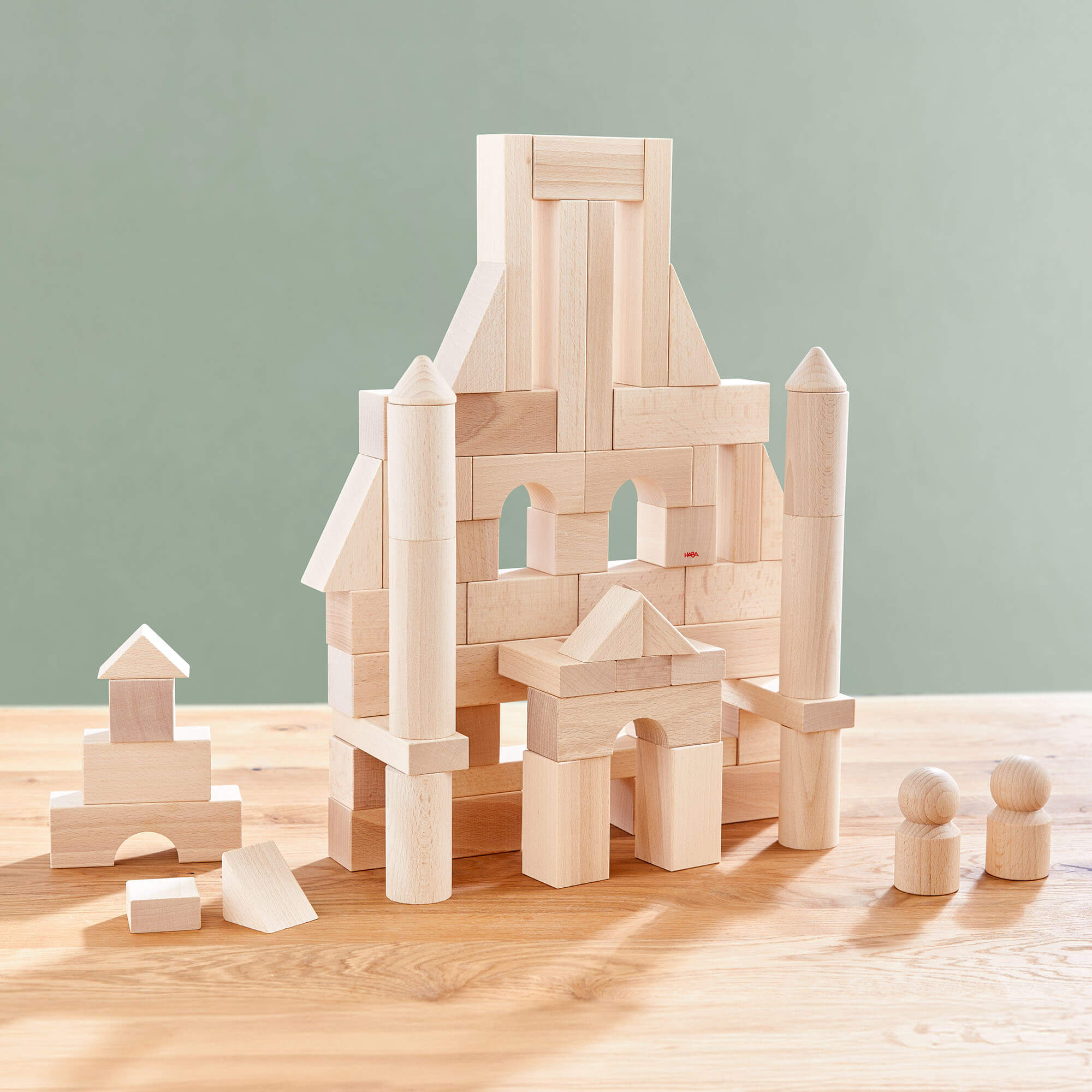 60-Piece Large Wooden Building Blocks Starter Set