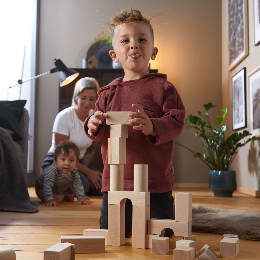 60-Piece Large Wooden Building Blocks Starter Set