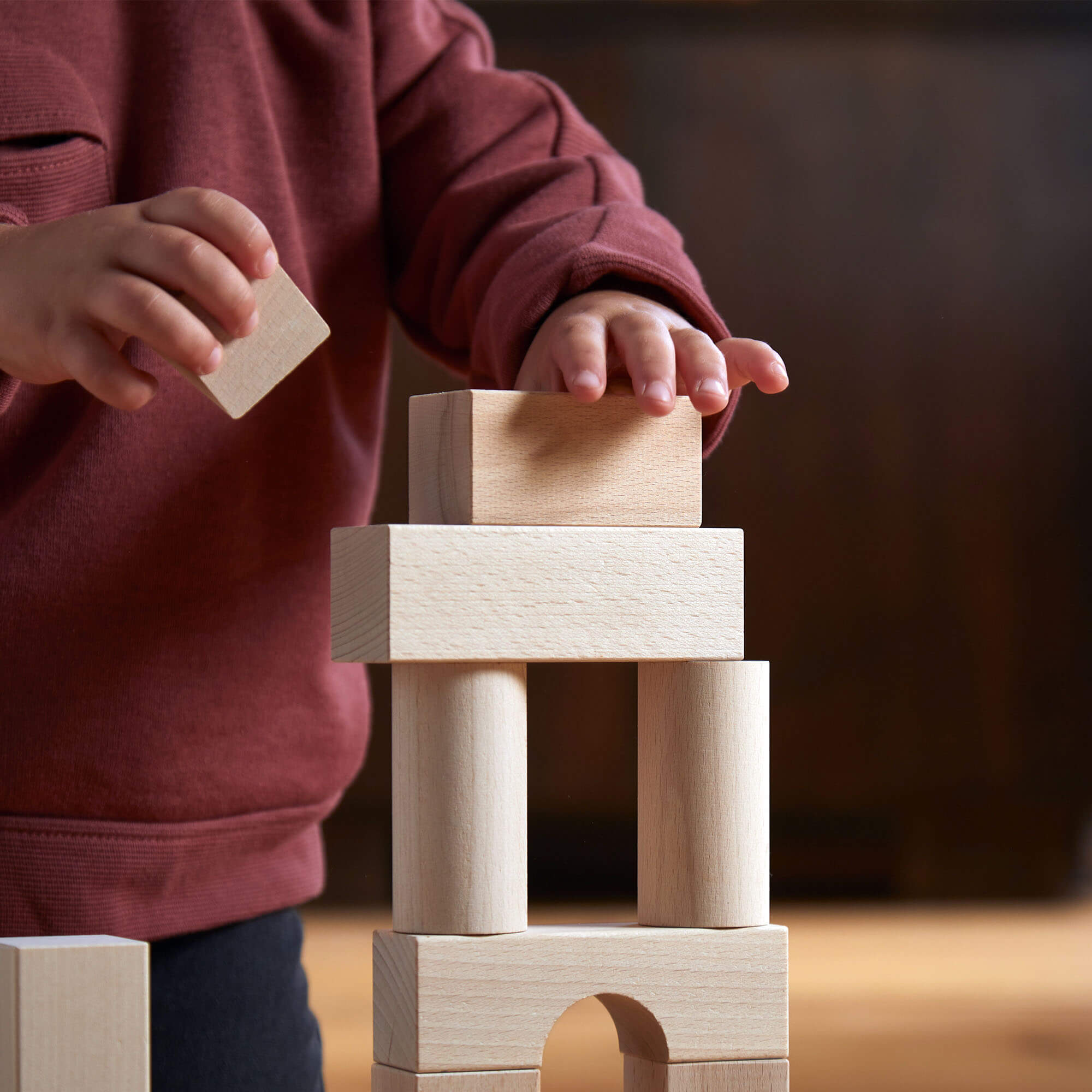 60-Piece Large Wooden Building Blocks Starter Set