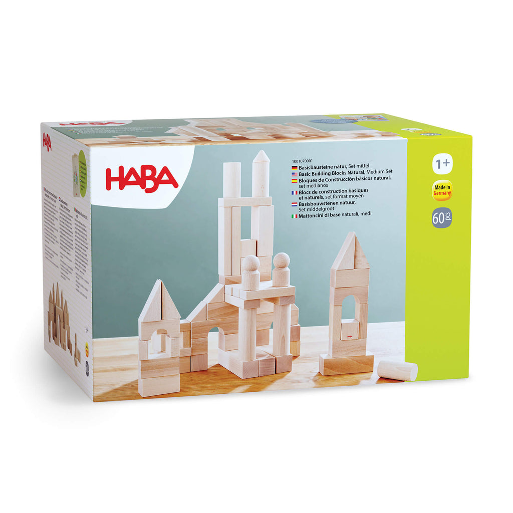 60-Piece Large Wooden Building Blocks Starter Set