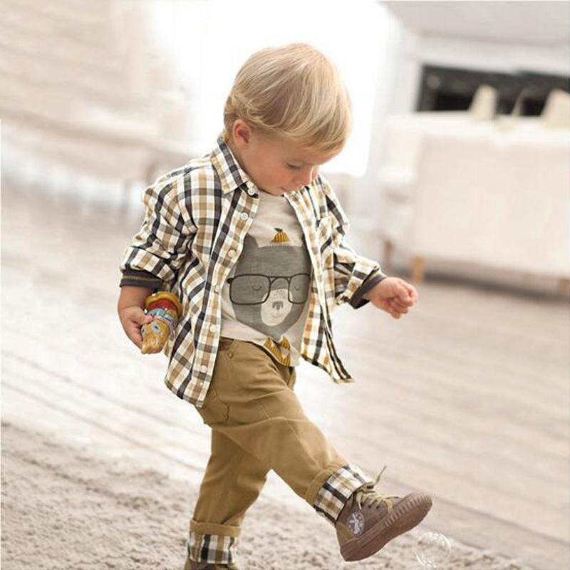 Plaid Shirt and Jeans 3-Piece Casual Outfit for Boys
