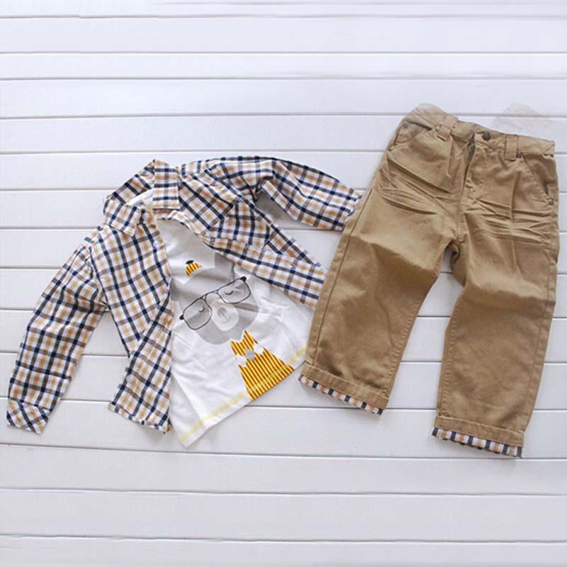 Plaid Shirt and Jeans 3-Piece Casual Outfit for Boys