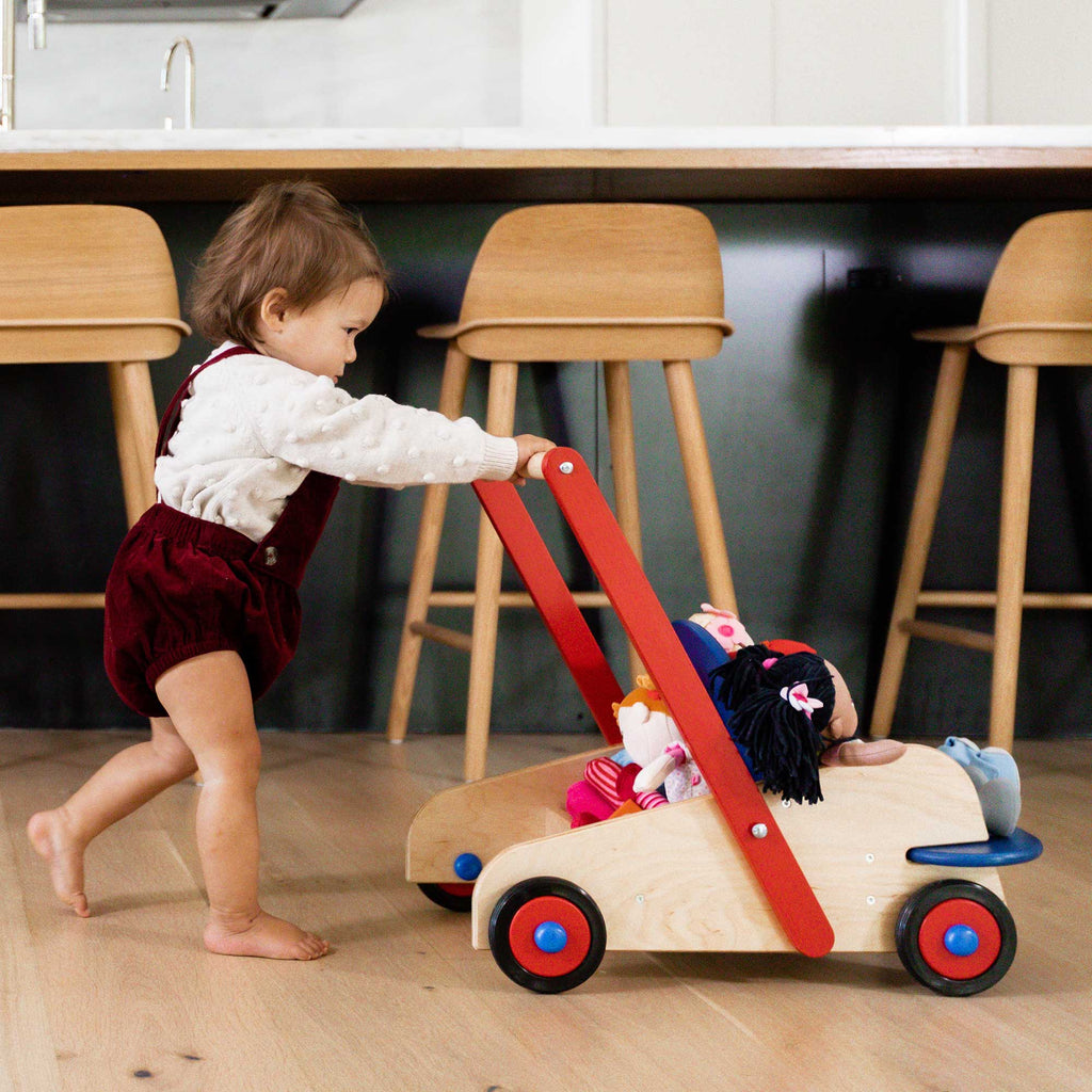 Baby Push Walker Wagon - 2-in-1 Walker and Doll Stroller