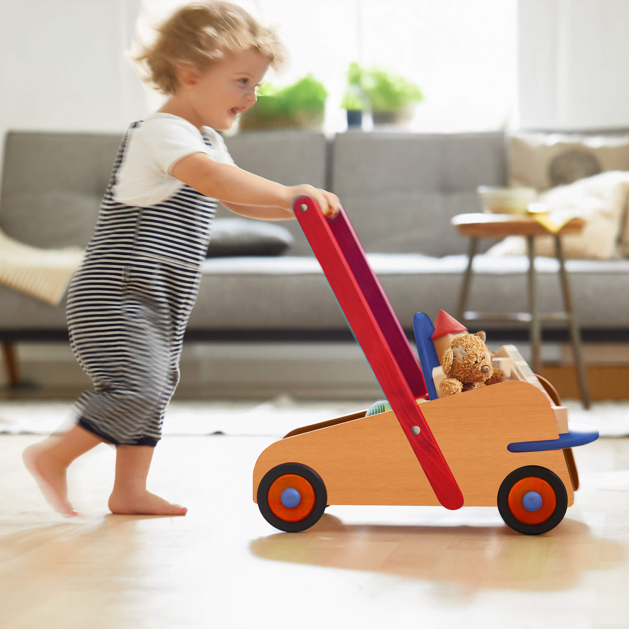 Baby Push Walker Wagon - 2-in-1 Walker and Doll Stroller